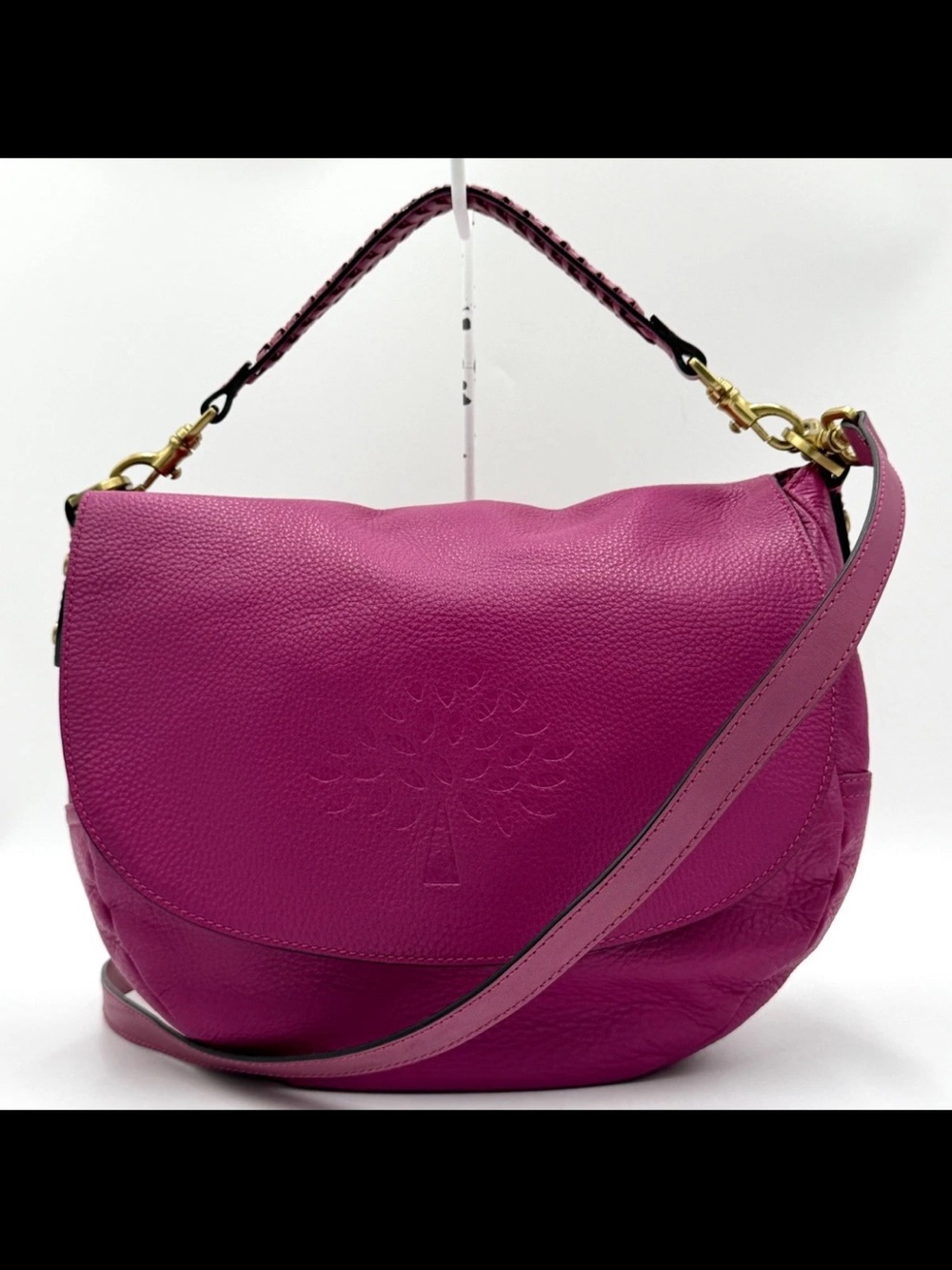 Mulberry Fuchsia Pebbled Leather Shoulder Bag with Top Handle